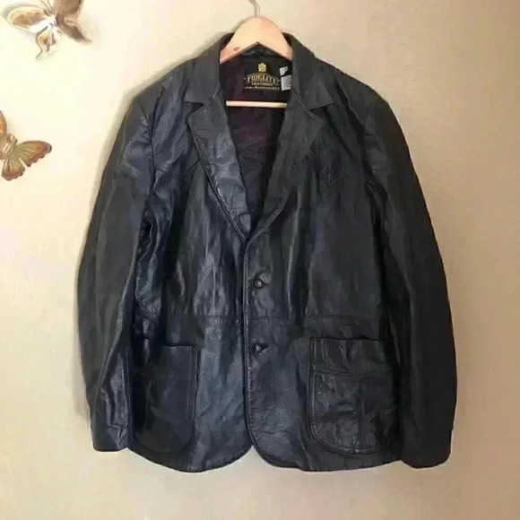 VTG Fidelity Union Made 60s 70s Genuine Black Leather Jacket Men' s Labeled 44 - Picture 3 of 10